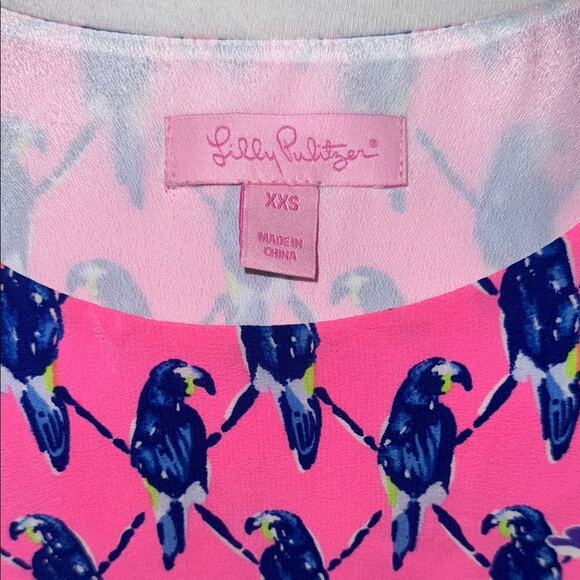Lilly Pulitzer Sleeveless Parrots Jackie Silk Shift Dress Women's XXS - Picture 2 of 6